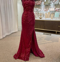 Sherri Hill - Women's Mermaid One Shoulder Sequins Prom Dress With Slit