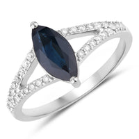 Diana M Jewels Women's Marquise Natural Blue Sapphire Fashion Ring (1.50 Ct) - Petite in 14k white gold - women's jewelry