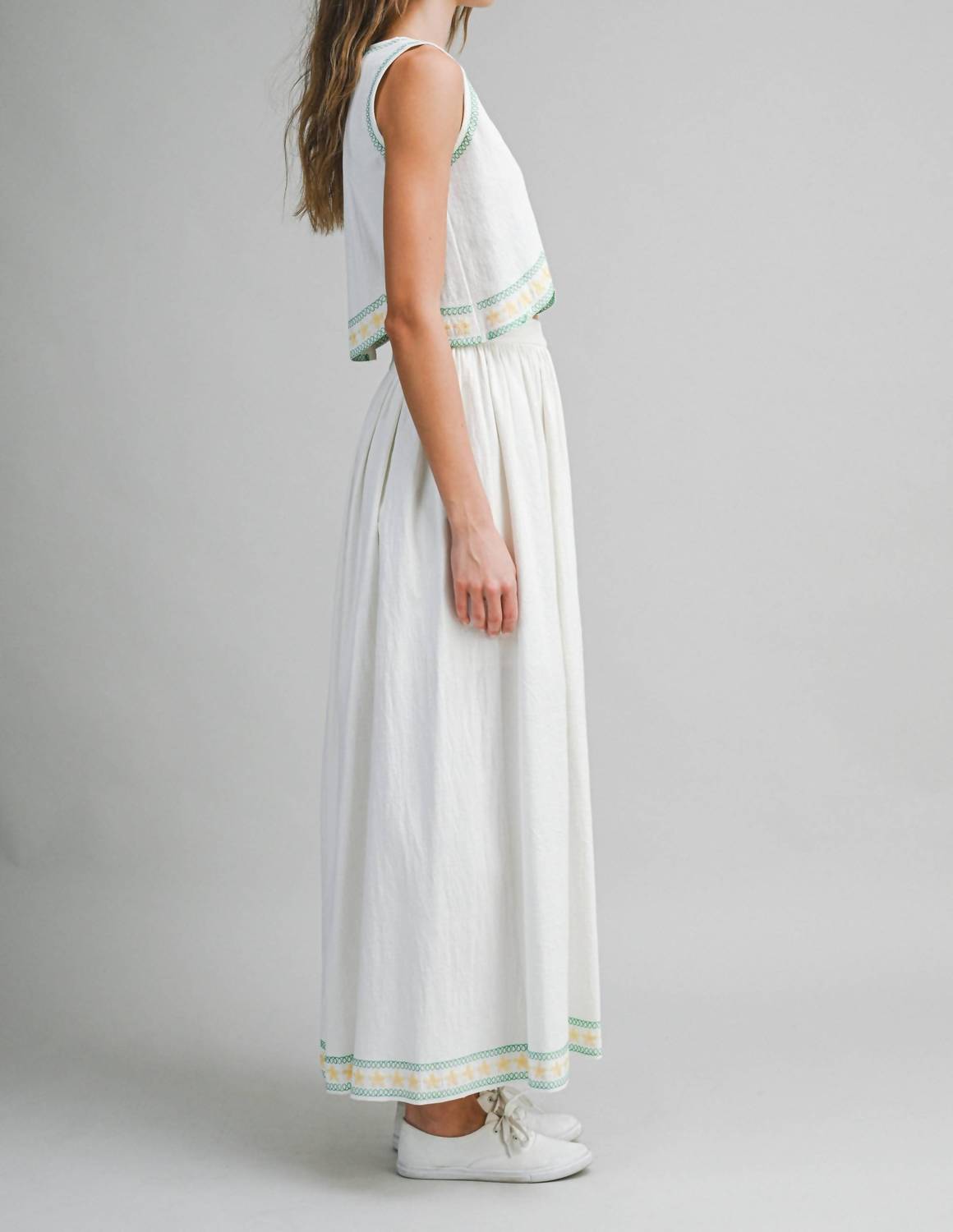 Le Cliche Palmette Embroidered Maxi Skirt in white - women's skirt - view 5