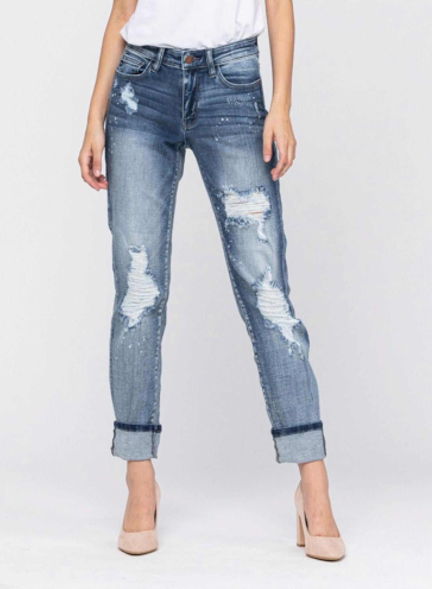 Judy Blue - Destroy Bleach Splatter Boyfriend Jeans