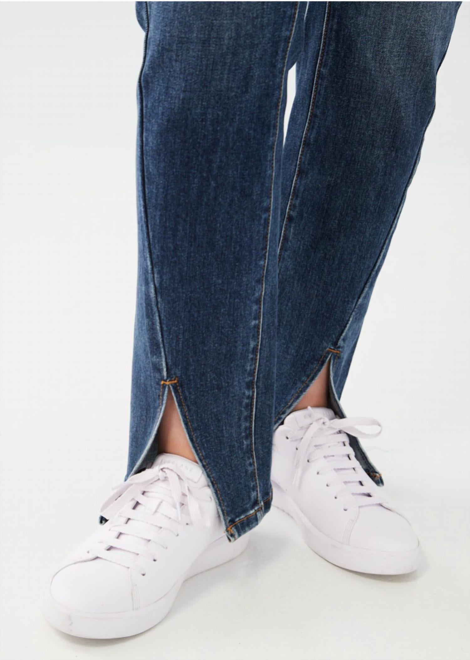 FDJ Front Slit Straight Leg Jeans in deep blue - women's jeans - view 4