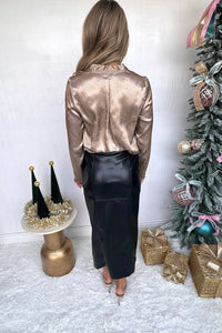 Sincerely Ours - Thea Embellished Satin Long Sleeve Blouse
