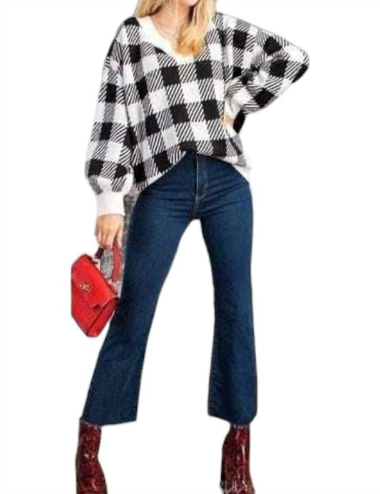 Kori - V Neck Plaid Sweater