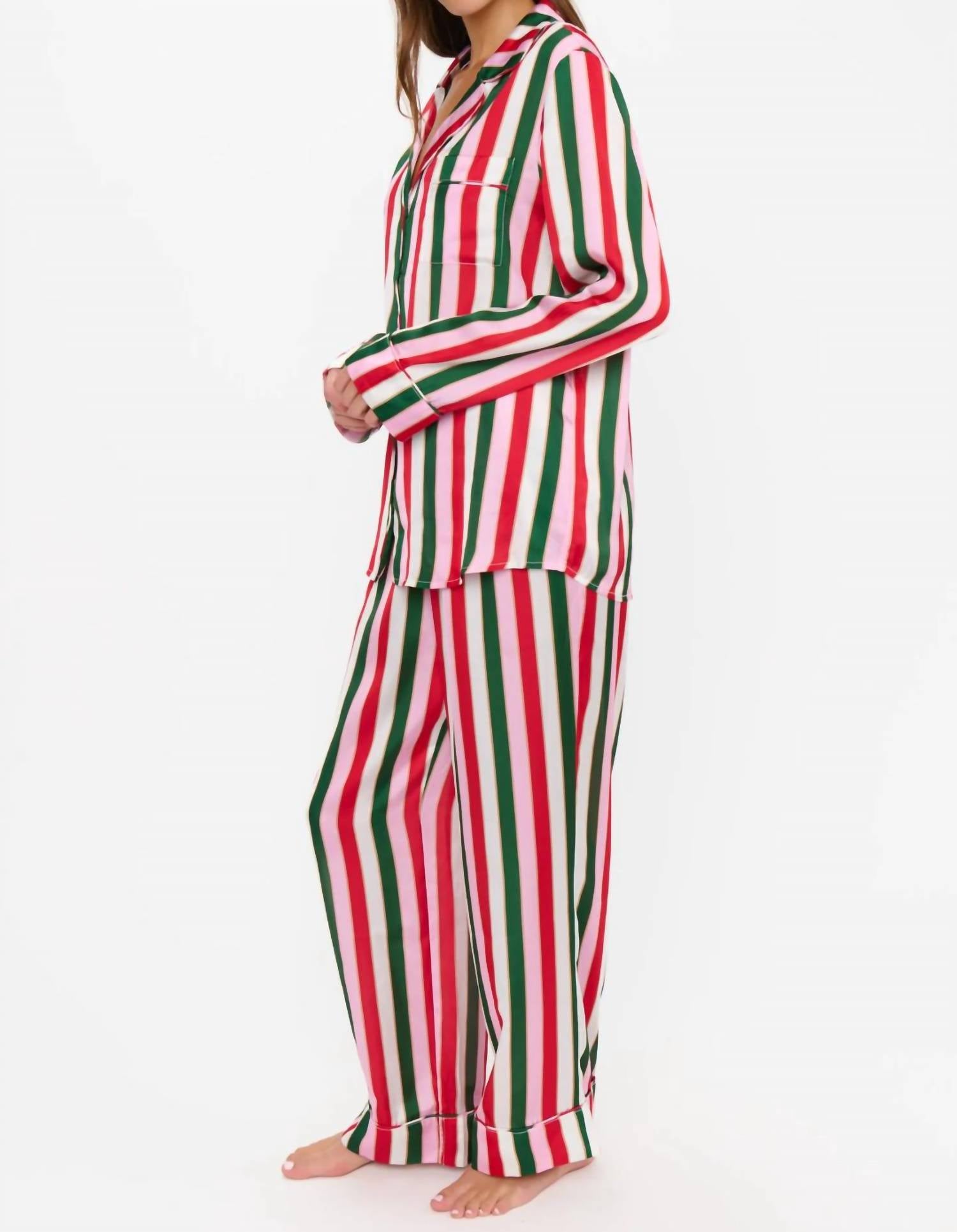 Show Me Your Mumu Classic Silky Pj Set in jolly stripes - women's sleepwear - alternate view