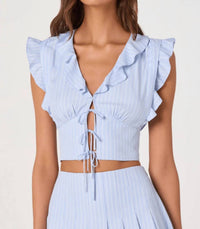 Astr - Zira Ruffle Trim Tie Front Top