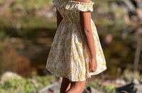 Meerahi - Pastel Floral & Bird Printed Summer Ruffle Dress
