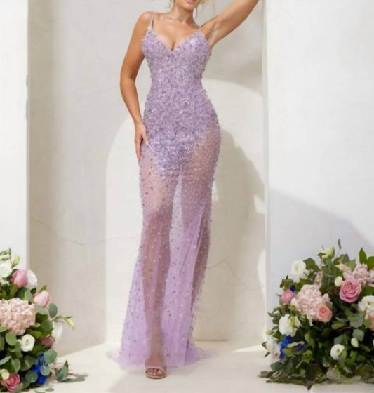 Terani Couture - Plunging Neckline Bodycon Sleeveless Tulle Long Prom Dress
