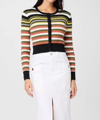 TOCCIN Joey Cropped Stripe Cardigan in multicolor - women's cardigan