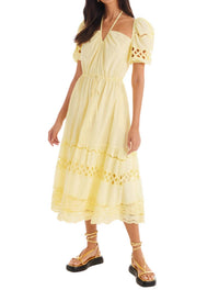ALLISON NEW YORK EMILIA MIDI DRESS in butter - women's dress - detail view
