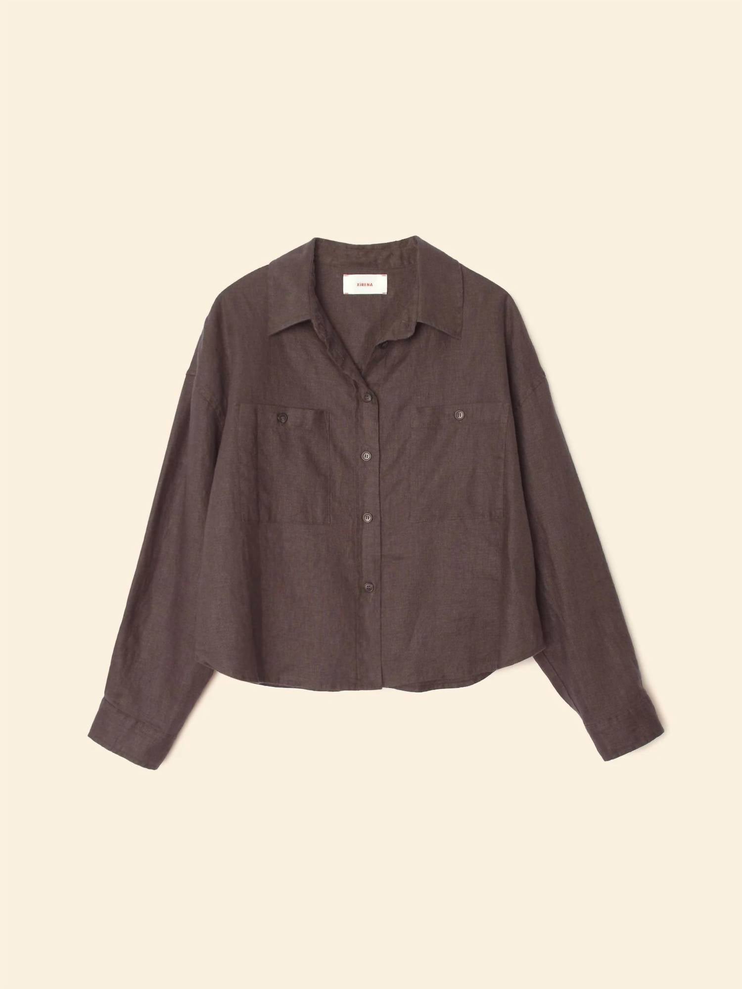 XIRENA Brittan Long Sleeve Shirt in black quartz - women's shirt - view 4