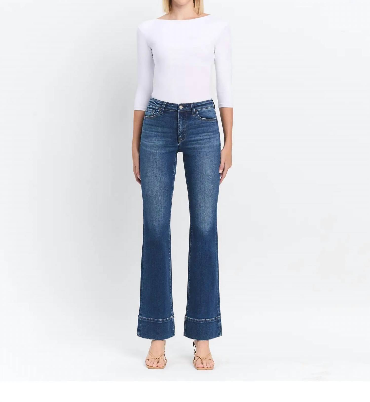 JUST BLACK DENIM High Rise Trouser Bootcut Jeans in blue - women's jeans - alternate view