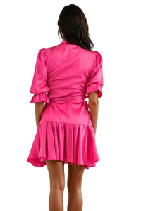 Tea & Cup - Tori Satin Wrap Mini Dress