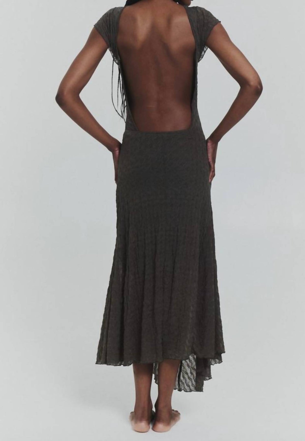 Find Me Now - Women's Second Skin Asymmetrical Leafy Dress