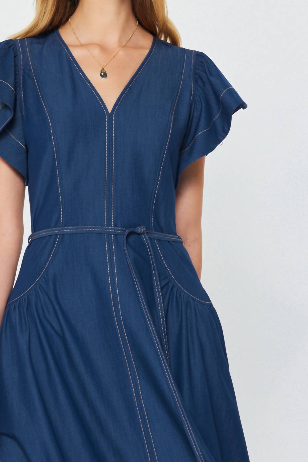 Current Air - Contrast Stitch Midi Dress