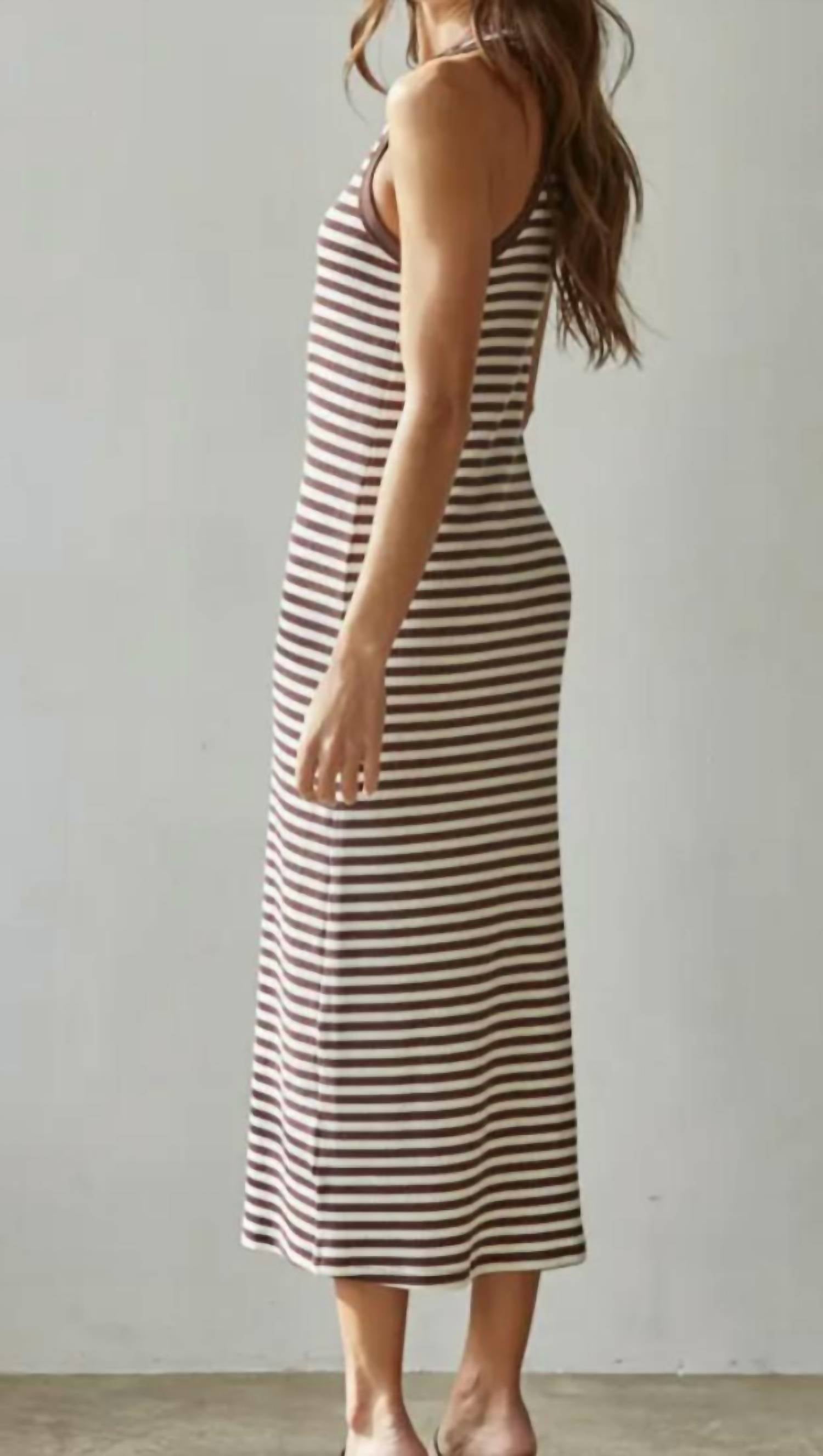 By Together - Striped Ribbed Maxi Dress
