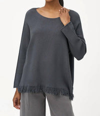 Made In Italy - Women's Fringed Boatneck Sweater