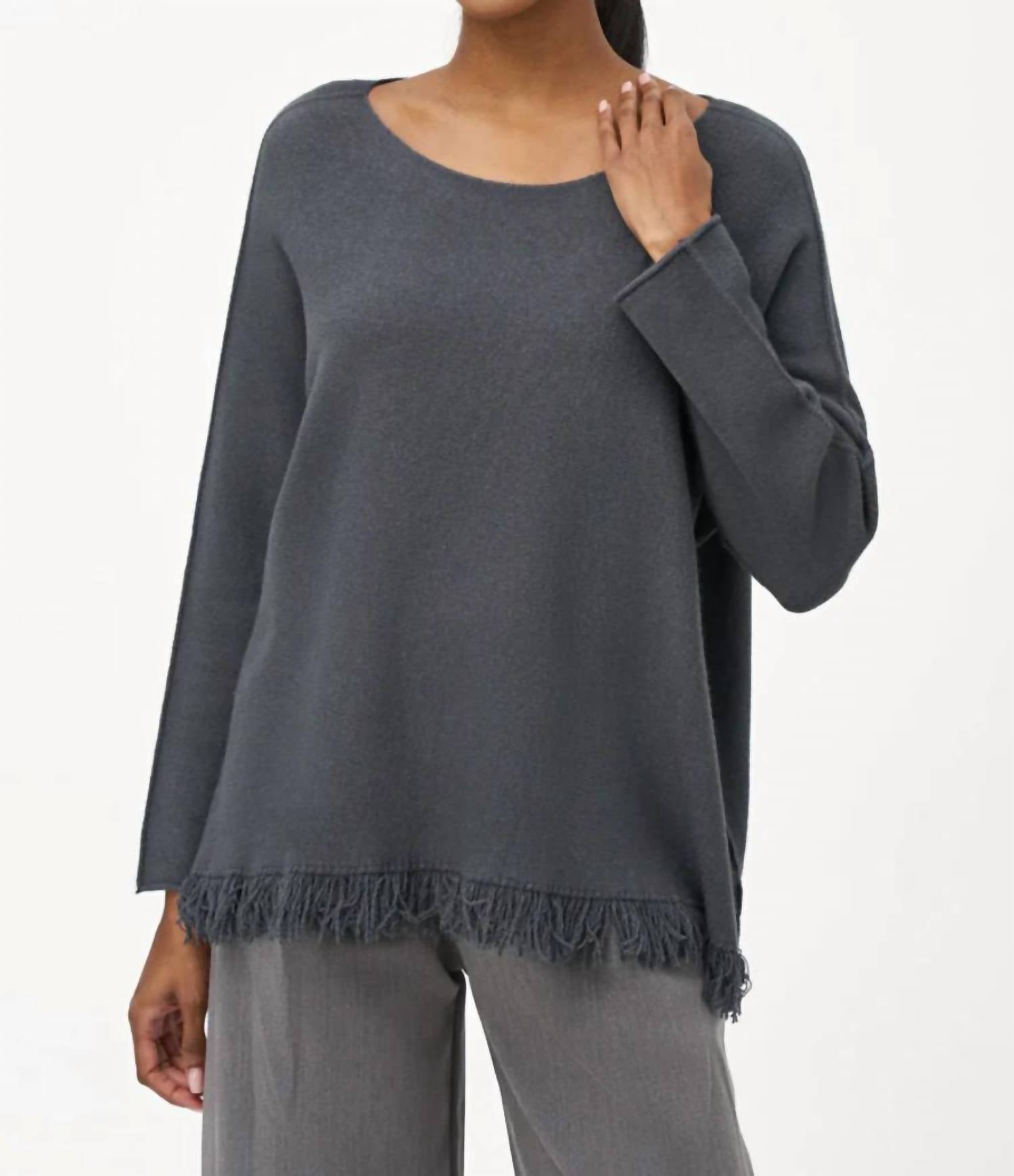 Made In Italy - Women's Fringed Boatneck Sweater
