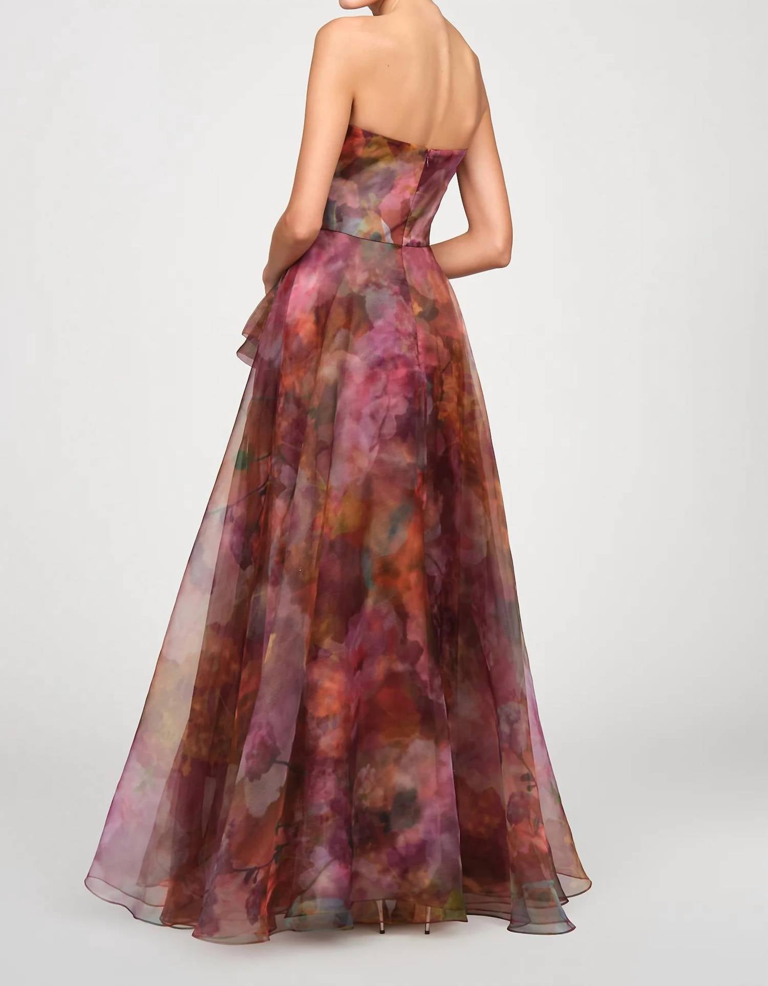 Theia - Fahreta Strapless Draped Gown