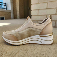 Remonte Women's Wedge Sneaker in cream - women's sneaker - detail view