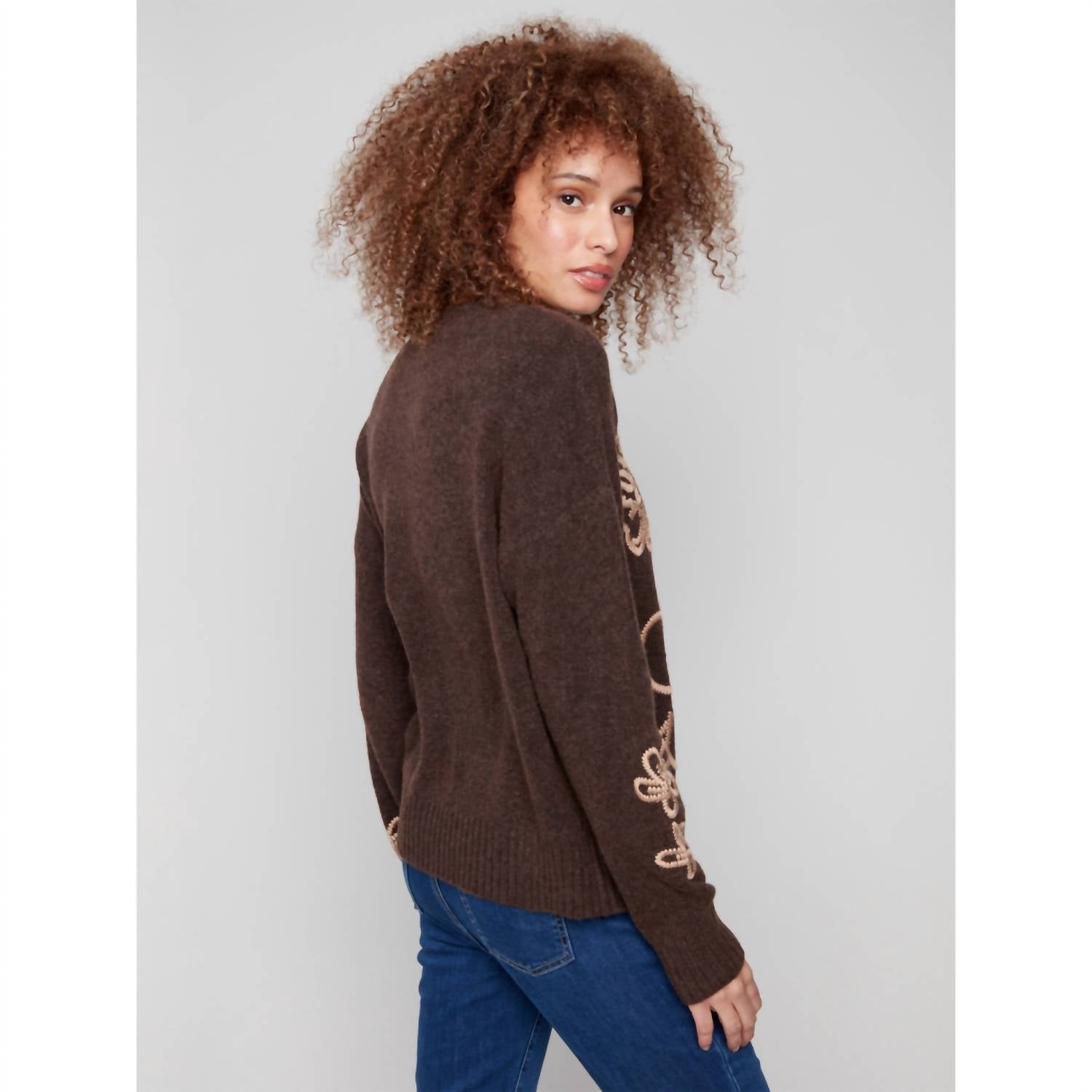 Charlie B - Embroidered Crew Neck Sweater