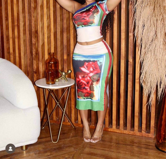 Little Secret Of Mine - One Shoulder Pencil Skirt Set