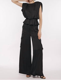 Toccin - Maia Silky Satin Cargo Pants