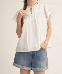 Jodifl Women's Angel Whisper Ruffle Lace Top in white - women's blouse