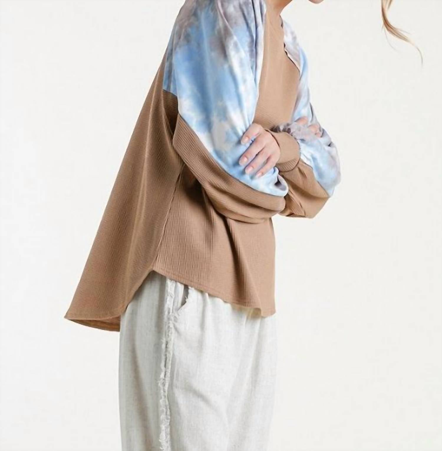 Umgee - Waffle Knit Tie Dye Top