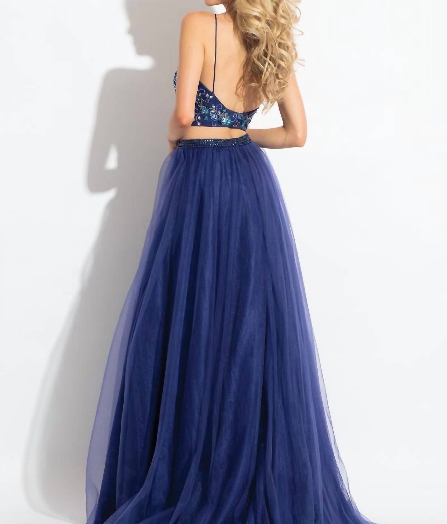 Rachel Allan - Embellished Two-piece Tulle Prom Dress