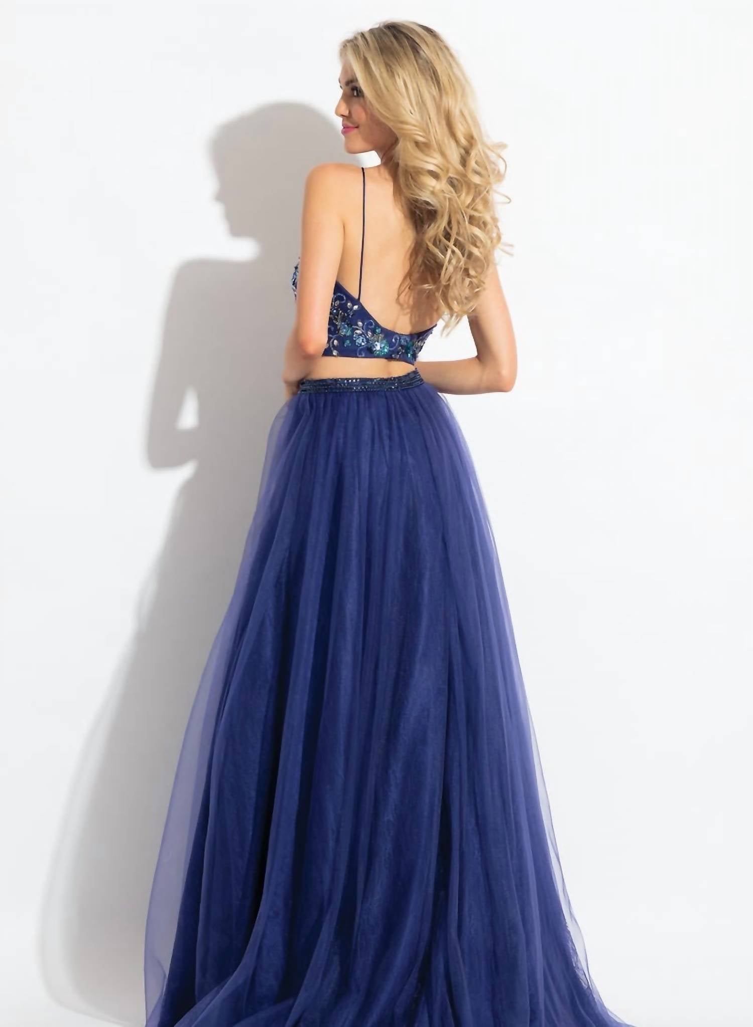Rachel Allan - Embellished Two-piece Tulle Prom Dress