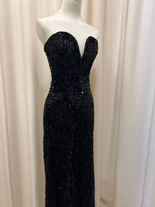 Hyfve - Women's Sequined Velvet Strapless Jumpsuit