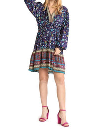 Umgee - Floral Border Print Babydoll Dress