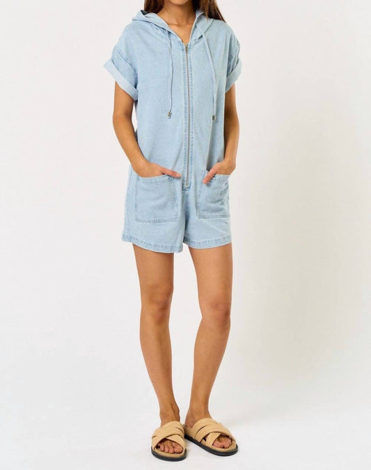Blue Blush - Denim Hooded Romper