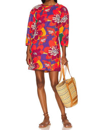 Something Navy - Floral Long Sleeve Open Back Mini Dress