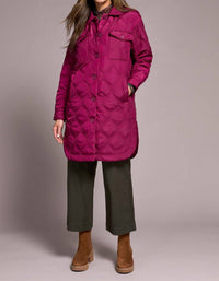 Tribal - Women's Long Quilted Button Up Jacket With Pockets