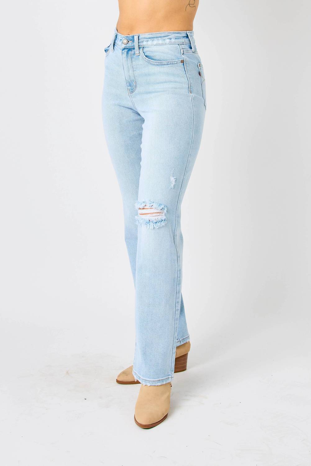 Judy Blue - Rip Back High Rise Straight Jeans
