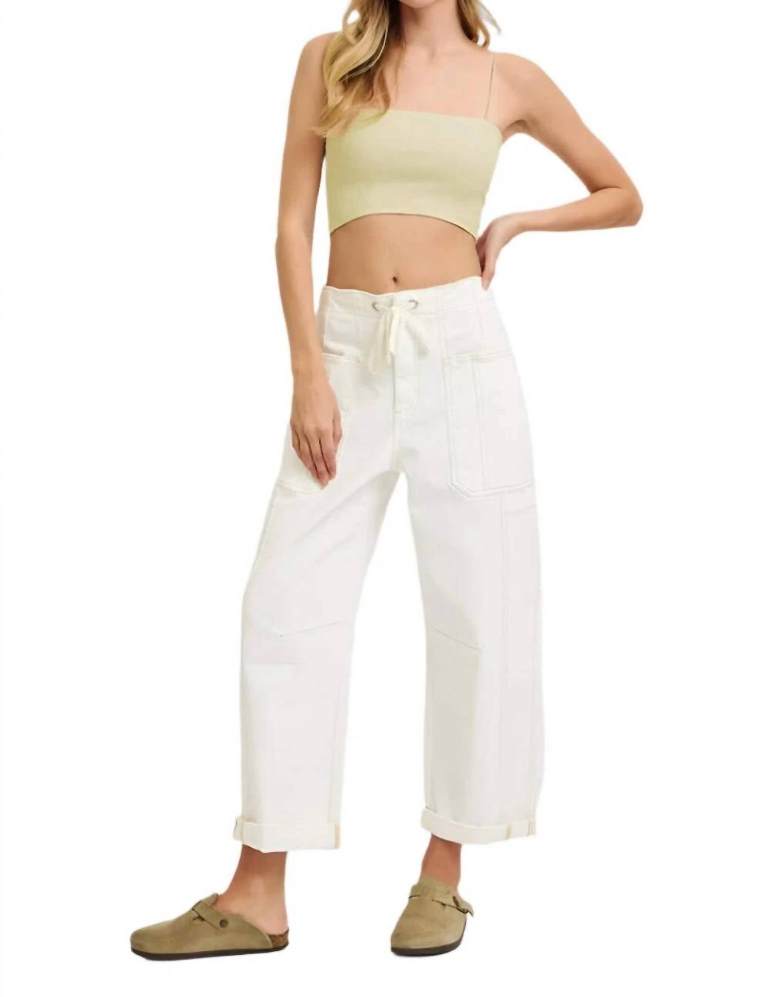 Risen - High Rise Crop Wide Leg Cargo Jeans