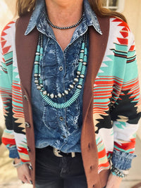 Doe and Rae The Dusty Denim Top in blue - women's blouse - view 7