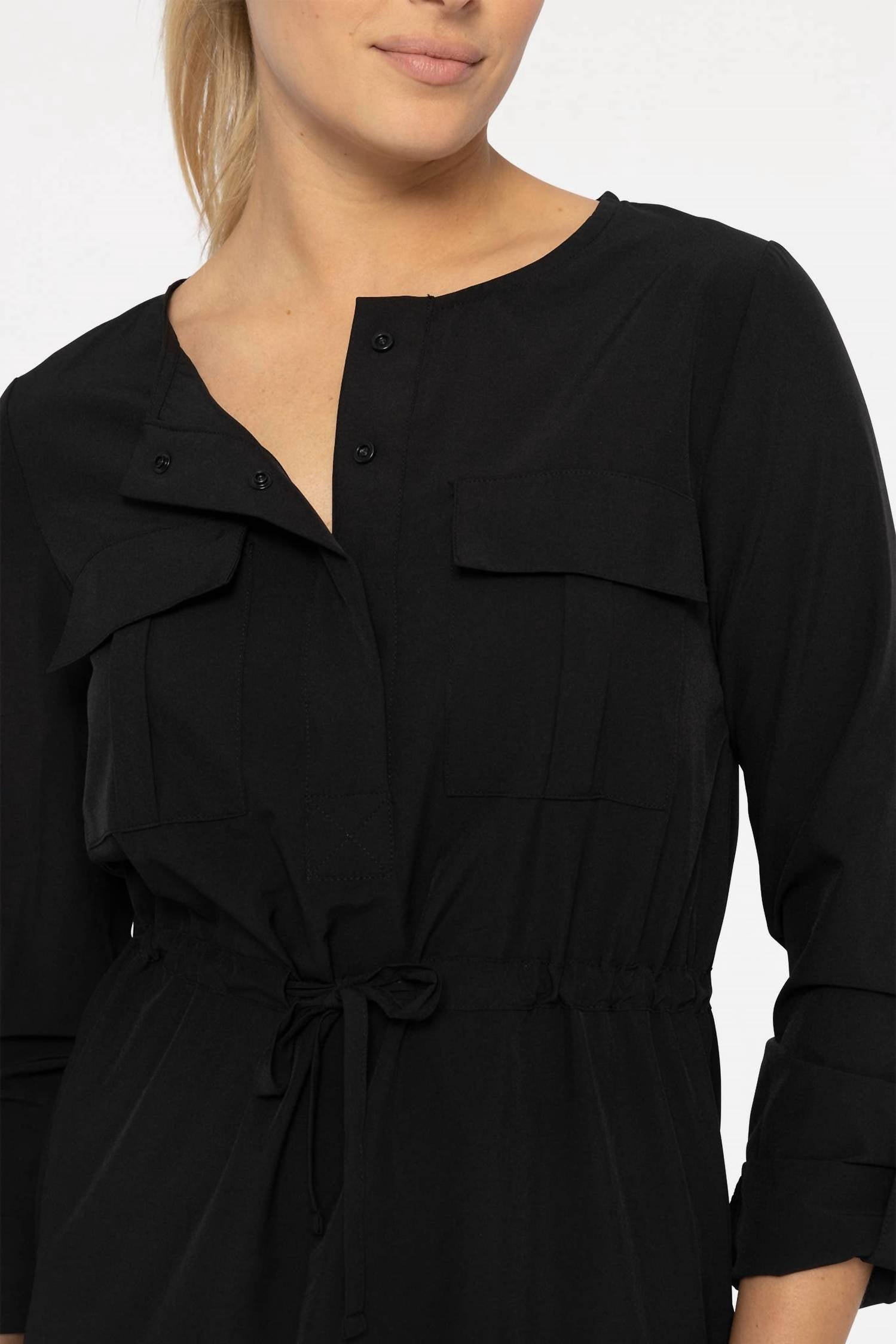 Mono B - Stretch Woven Scoop Neck Mini Dress