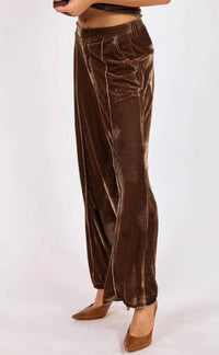 SAGE THE LABEL Twilight Spell Velvet Trouser in mocha - women's pants - detail view