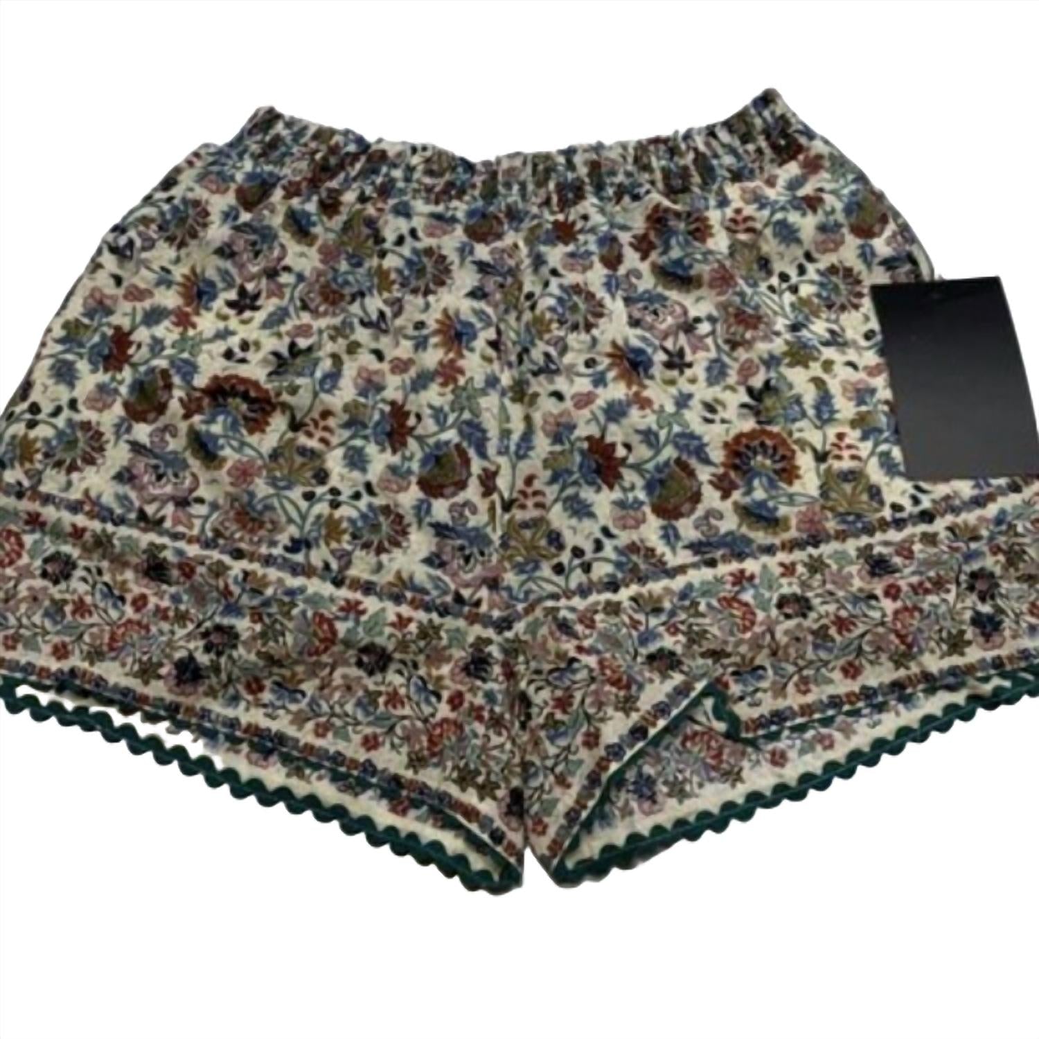 Pomander Place Womens Chintz Nova Floral Shorts in cream beige multi - women's shorts