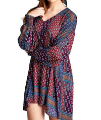 Velzera - Baby Doll Color Block Mini Dress