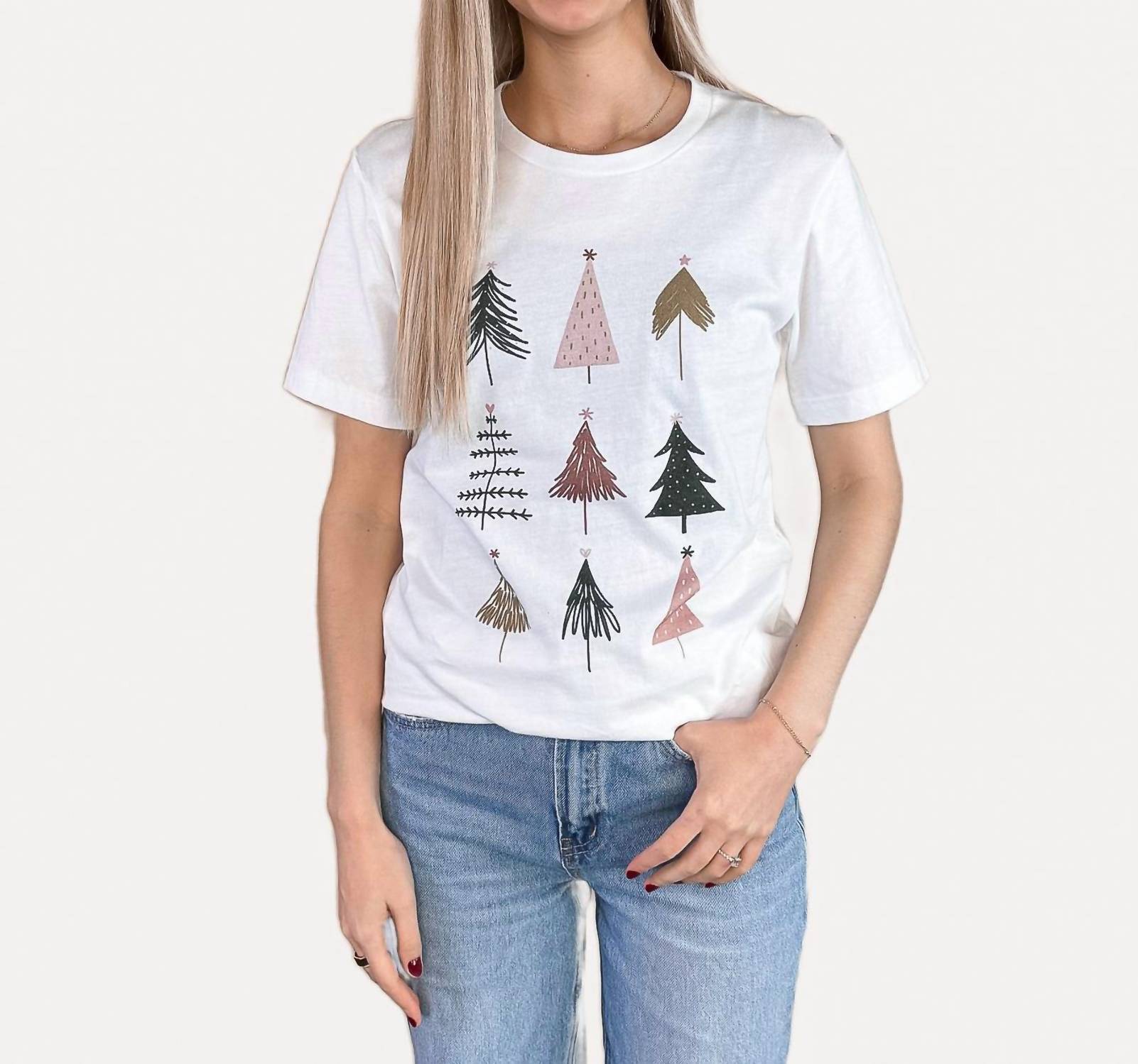 Kissed Apparel - Colorful Christmas Trees Graphic Tee