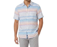 TOMMY BAHAMA Sand Linen Beach Stripe Shirt in infinity pool - men's shirt