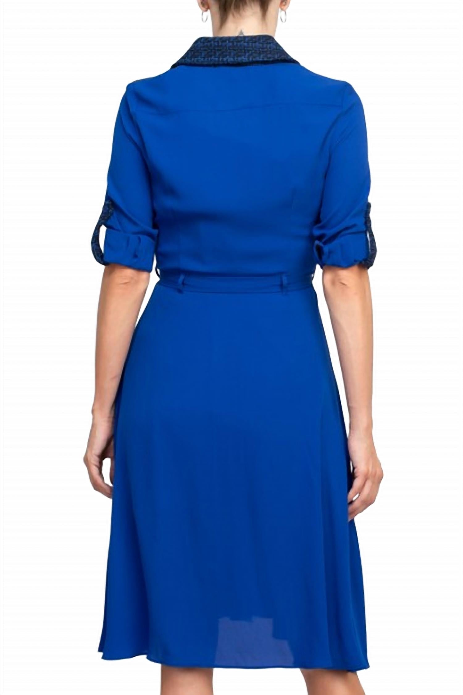 Nanette Lepore - Collared Crochet Tie Waist Chiffon Dress