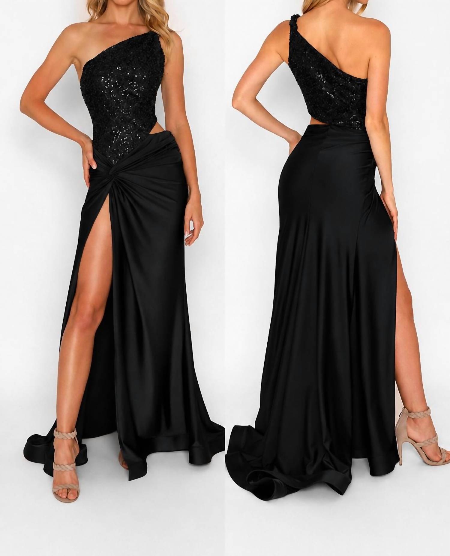Nicole Bakti - Slinky Combo Sequin Bodice Gown