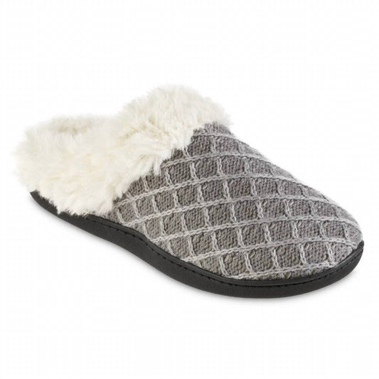 Isotoner - Women's Diamond Sweater Knit Hoodback Slipper