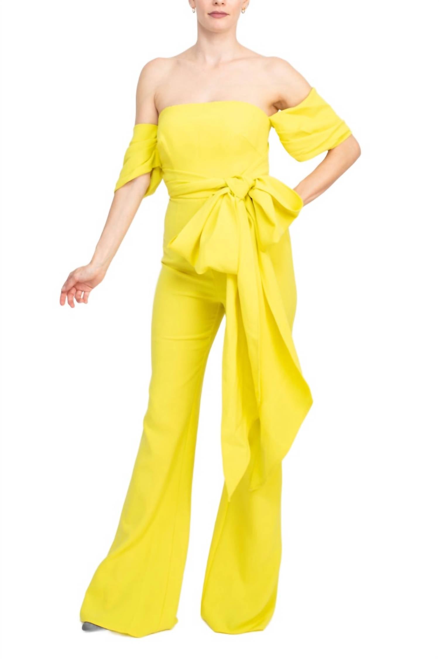 Jovani - Women's Off The Shoulder Scuba Crepe Prom Jumpsuit