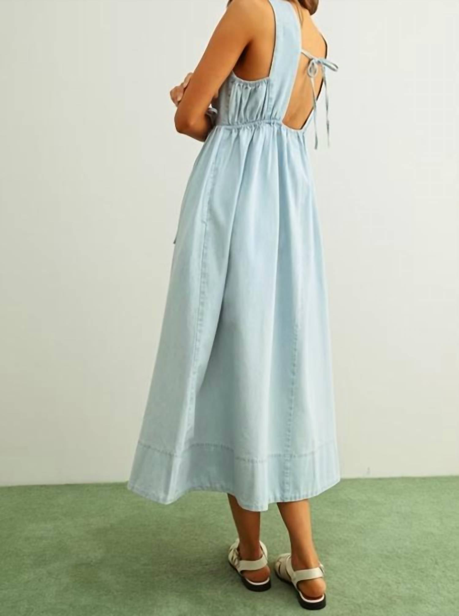 Miou Muse - U-neck Sleeveless Chambray Dress
