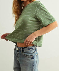 Miou Muse - Stripe Cotton Linen Top